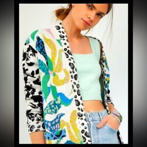 Anthropologie MAEVE Savannah Contrast Open Cardigan NWOT Colorful Plus Size 1X